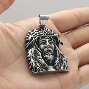 Pendentif portrait en acier inoxydable, collier pour homme, style punk rétro, bijoux de mode - Product Image 2