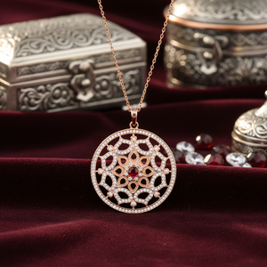 Traditional Design Pendant Garnet Stone Charm Necklace Turkish Handmade Wholesale 925 Sterling <b>Silver</b> Jewelry - Product Image 3