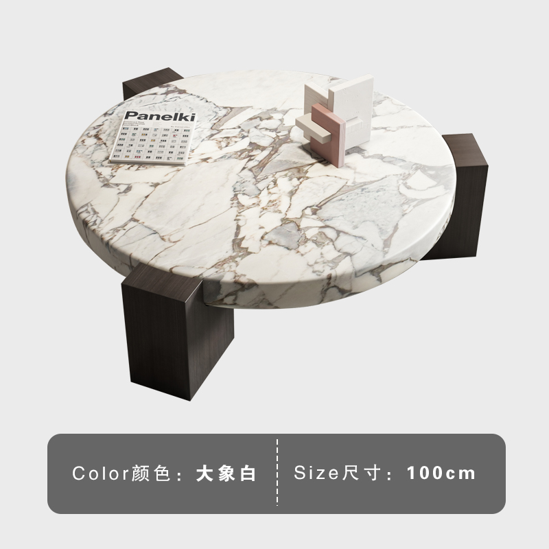 Diámetro 100cm, altura 30cm, elefante blanco.