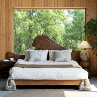 Cadre de lit double KUSIMI en bois de chêne massif japonais, écologique, durable et moderne, pour chambre d'appartement