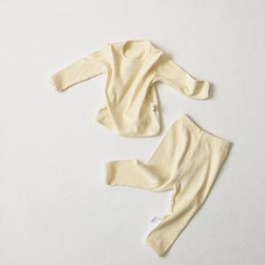 Vêtements pour bébé haut de gamme en vente flash, ensemble de pyjama pour bébé en coton côtelé de couleur unie, 2 pièces - Product Image 6