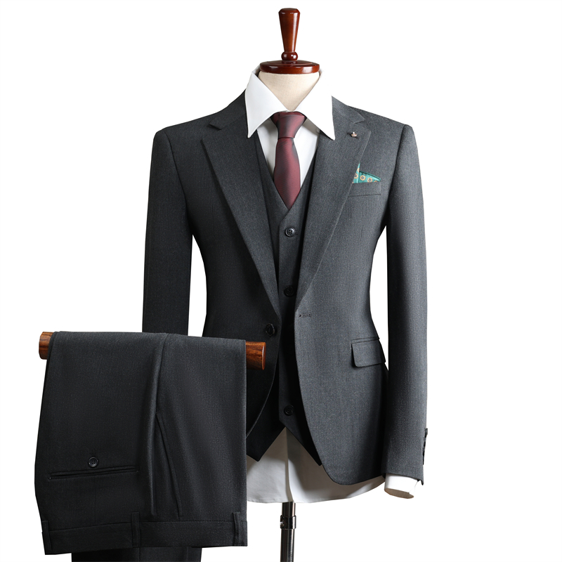 9991Dark Gray(suit + vest + dress pants)
