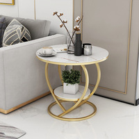 Tables d'appoint modernes Table ronde ronde en pierre frittée Mobilier de salon doré Nouveau design Table console basse