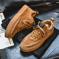 Baskets basses en velours pour hommes, chaussures décontractées à lacets et plateforme, semelle extérieure en caoutchouc antidérapante, chaussures de tous les jours entièrement noires