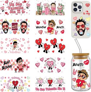 Amour coeur dessin animé saint valentin UV DTF tasse Wrap transfert autocollants frotter sur transfert autocollant étanche pour 16oz tasses en verre - Product Image 3