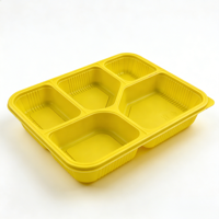 Boîtes en plastique PP jetables personnalisables à 5 compartiments pour bento, restauration rapide, sûres, recyclables, de qualité alimentaire, avec couvercles