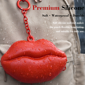Custom Logo <b>Cute</b> Silicone Lip Shaped Coin <b>Purse</b> Keychain Mini Wallet Pouch Waterproof Zipper Storage Bag for Women Girls Gift - Product Image 6