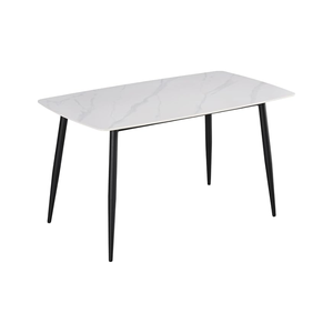 Commercio all'ingrosso della fabbrica di misura moderna di 130cm di <span class=keywords><strong>marmo</strong></span> bianco opaco guardare angoli arrotondati tavolo da pranzo in ceramica per la casa da pranzo - Product Image 1