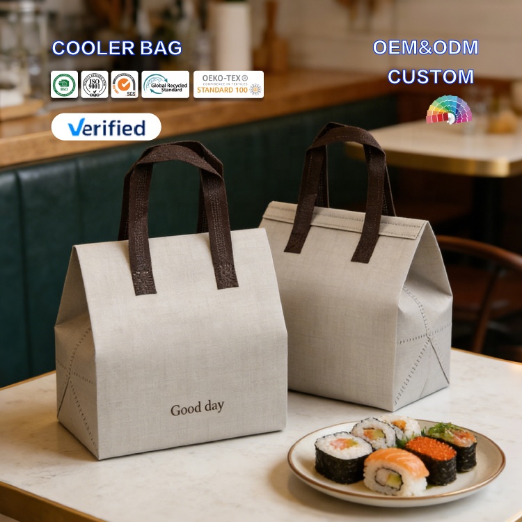 Huahao Custom Disposable Non Woven Food Takeaway Cold Hot Drink Coffee Packaging Thermal Restaurant Take Away Bag For Delivery