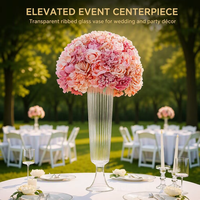 Vase Trompette Haut en Verre Transparent Côtelé pour Centre de Table de Mariage et Fêtes – Vente en Gros pour la Maison et le Salon