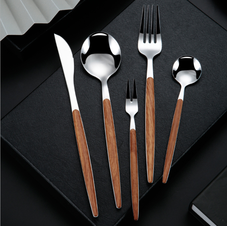 5pcs silver-orange handle