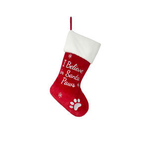 <strong>Christmas</strong> <strong>Dog</strong> <strong>Stockings</strong> Red Velvet Eco-Friendly American Traditional Soft Paw Embroidery Pet Lovers' Gift <strong>for</strong> Fireplace Mantle - Product Image 1