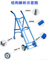 Chariot pour bouteilles d'oxygène médical et d'acétylène avec support fixe en acier inoxydable + fer, capacité de charge de 100 lb, GQK GW258704
