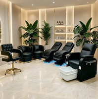 Ensemble d'équipements modernes pour salon de coiffure et spa, mobilier rose pour salon de beauté
