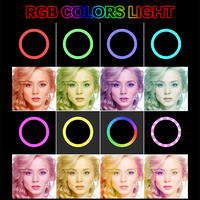 Anneau lumineux portable LED RVB de 10 pouces, lumière de remplissage à intensité variable pour la vidéo et la photographie, le maquillage et le téléphone avec trépied