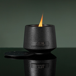 Wholesale Handmade Art Luxury Black Frosted Ceramic Jars Scented Soy Wax <b>Candles</b> with Wooden <b>Wick</b> for Holiday Home Decor - Product Image 2