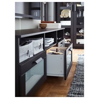 FSC Meuble TV style moderne en bois noir avec tiroirs Vente en gros pour salon et chambre à coucher Mobilier de maison