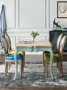 Juego de Mesa y Sillas de Comedor de Madera Maciza de Estilo Mediterráneo Retro Americano para 4 Personas, Muebles Sencillos para el Hogar, para Apartamentos, Comedores y Villas - Product Image 5