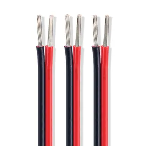 UL2468 Fil PVC noir rouge à 2 broches 30AWG 28AWG 26AWG 24AWG 22AWG Câble de haut-parleur plat en cuivre à 2 conducteurs isolé en PVC