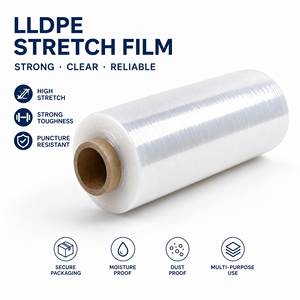 Film étirable géant YISHI en LLDPE transparent, résistant à l'humidité et à la poussière, de qualité industrielle, pour l'emballage de palettes - Product Image 1