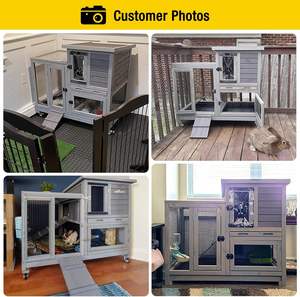 <span class=keywords><strong>Cage</strong></span> à lapins et <span class=keywords><strong>cage</strong></span> à cochons d'Inde sur roulettes avec fermeture à loquet, design rectangulaire, deux plateaux, utilisation intérieure/extérieure - Product Image 4