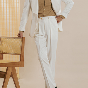 Nuovi <span class=keywords><strong>Pantaloni</strong></span> Eleganti da <span class=keywords><strong>Uomo</strong></span>, <span class=keywords><strong>Pantaloni</strong></span> Formali Slim Fit per Matrimoni <span class=keywords><strong>Bianchi</strong></span> - Product Image 1