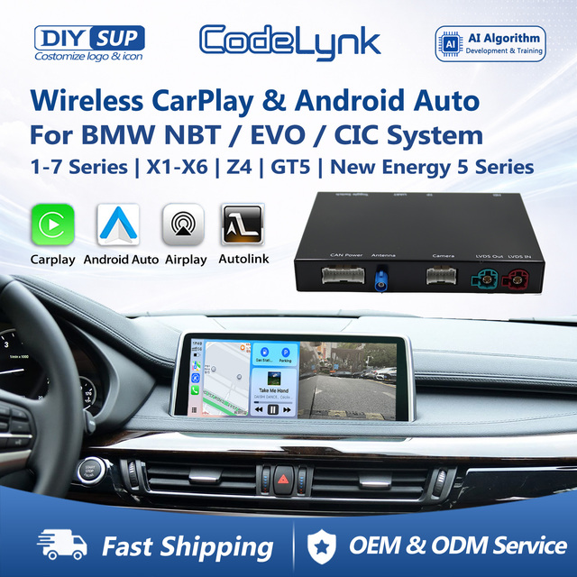 Wireless Apple CarPlay Android Auto Decoder for BMW EVO System F10 F20 F30 F15 F25 E60 E90 X1 X3 X4 X5 X6 MINI COOPER i8