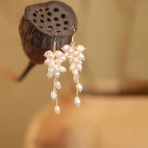 Popüler yüksek kalite özel altın kaplama barok uzun beyaz inci damla Dangle küpe kadınlar için - Product Image 3