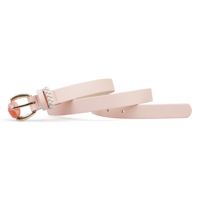 Ceinture fine en cuir PU rose personnalisée pour filles avec boucle en alliage de zinc doré en résine en forme de cœur et passant en cuir tressé pour robes