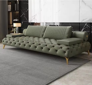 Amerikan tarzı deri düğme tepeli resepsiyon kanepe lüks 5 yıldızlı otel lobisinde koltuk takımı şık oturma odası mobilyası kombinasyonu - Product Image 4