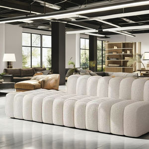 أريكة مخملية مستقيمة على الطراز الاسكندنافي من Boucle شقة فندقية تستخدم أثاث غرفة المعيشة وغرفة المعيشة - Product Image 5