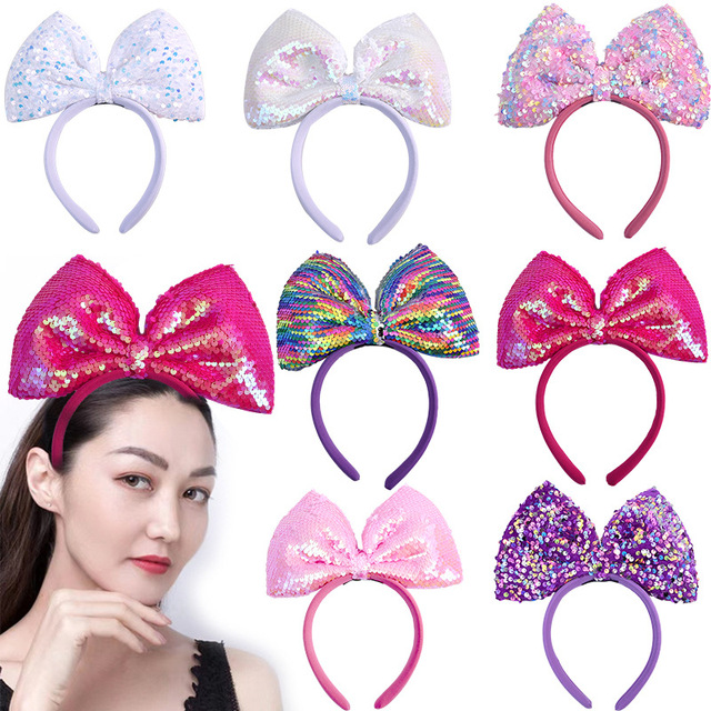 SongMay Colorful Cute Girls Children Kids Bride Bachelorette Party Minnie Rainbow Sparkle Sequin Mouse Ears Headband