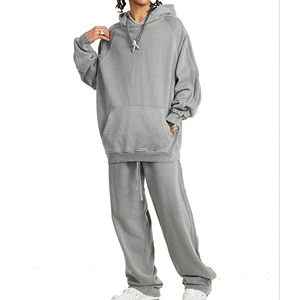 Custom Drop Shoulder <b>Pullover</b> Hoodies Heavyweight Spandex / Polyester Retro Washed French Terry Hooded Sweatshirt <b>Men</b> - Product Image 6