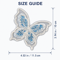Mini Patch Papillon en Denim Bleu avec Appliques de Perles et Paillettes, Bordure Brodé à Coudre pour Jupes, Vestes, Sacs et Projets DIY