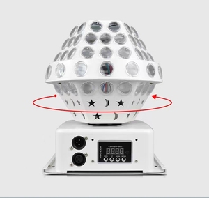 Luz LED de haz móvil RGBW de doble capa con forma de <span class=keywords><strong>platillo</strong></span> volador espacial, con control DMX512/activación por sonido para fiestas, discotecas y clubes nocturnos - Product Image 3