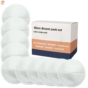 Factory Price OEM Breast Feeding Pads Washable Organic Bamboo Cotton Nursing Pads Reusable Spill-proof Breast Feeding Pads