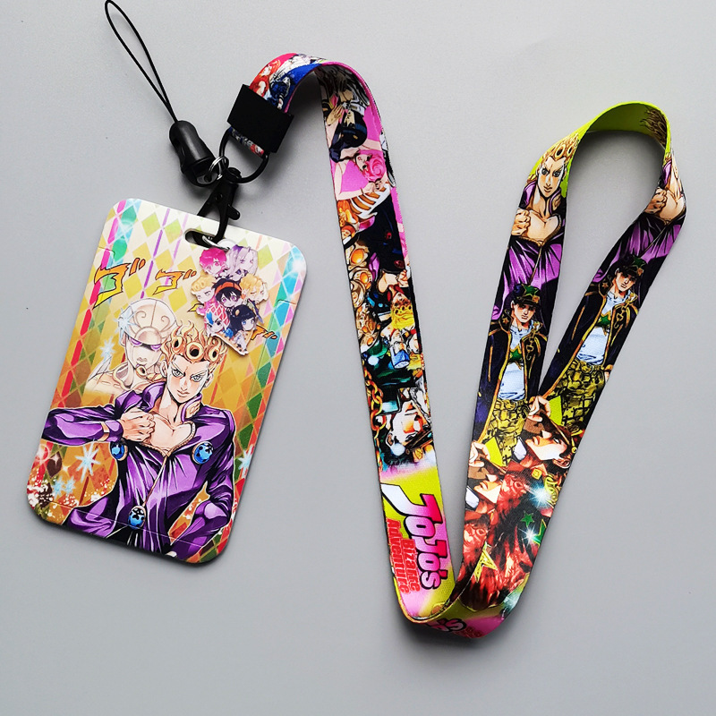 Lanyard Japanese Anime Cool Cartoon JoJo's Adventure Card Holder Student ID Name Badge Card Case Accessories Card Cover Lanyards Image 3