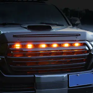 Universal Car LED Front Grille Light Strobe Running Lamps DRL Automobile Accessories 12V Amber Car Exterior Decorative Lights