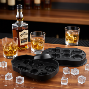 Bandeja de silicona flexible negra con tapa para cubitos de hielo con forma de calavera, 6 compartimentos, para bar y set de vinos, venta al por mayor. - Product Image 2