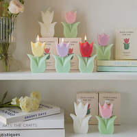 Bougie artisanale parfumée à la tulipe, en forme de fleur, aromathérapie, cadeau, décoration d'intérieur, Diwali, 5 couleurs, parfum, désodorisant, sans fumée