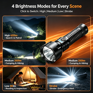 Linterna LED WOSEN de 10W Ultra Brillante con Cabezal Tipo Loto, Rompe Cristales, Correa para el Hombro, para Patrullaje, Camping, Emergencias y Seguridad - Product Image 4