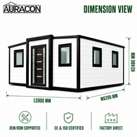 Maison conteneur préfabriquée extensible de 20 pieds, 2 chambres, maison modulaire avec salons, étanche pour bureaux mobiles et camps de travail