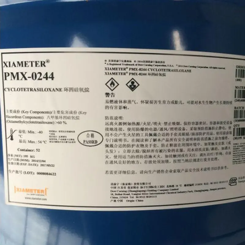 Produtos químicos eletrônicos Uso Cyclotetrasiloxane DowCorning Pmx-0244 Silicone óleo 200Kg
