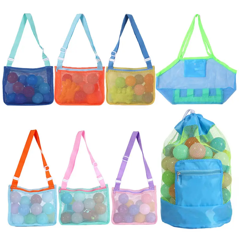 Shell Beach Toys Mesh Bag Kids Seashell Collecting Bag Beach Sand Toy Totes Colorful Swimming Accessories Storage Bag