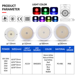 Luces LED RGB 12V PAR56 para Piscina, Ultrafinas, Compatibles con Nichos Astral Pool, Rellenas de PC, Resistentes al Agua IP68, de Acero Inoxidable - Product Image 2