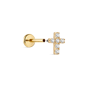 CANNER Luxe Boucles d'oreilles minimalistes en or massif 14K avec zircon et dos plat en titane G23, bijoux de piercing sûr pour cartilage, sans nickel - Product Image 6