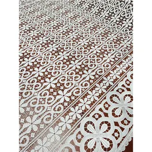 Top African Guipure Lace On linen Water Soluble Fabric Latest Cord Lace Fabric For Nigerian Party