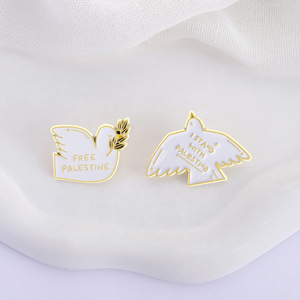 Animal White <strong>Dove</strong> Shaped Brooch Peach <strong>Dove</strong> with Olive Leaf Metal <strong>Pins</strong> Set Custom Soft Enamel <strong>Pin</strong> - Product Image 6