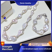 Collar de perlas naturales con cadena de suéter de mujer de grano grande Pulsera Cadena de clavícula Diseño de personalidad transfronterizo