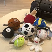Breloques en peluche de la série sportive : basketball, football, badminton, baseball – Jouets décoratifs pour sacs et porte-clés